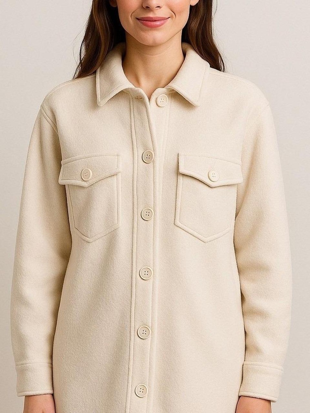 Joie Cream Oversized Shirt Jacket Shacket Button Front Utility Size Small